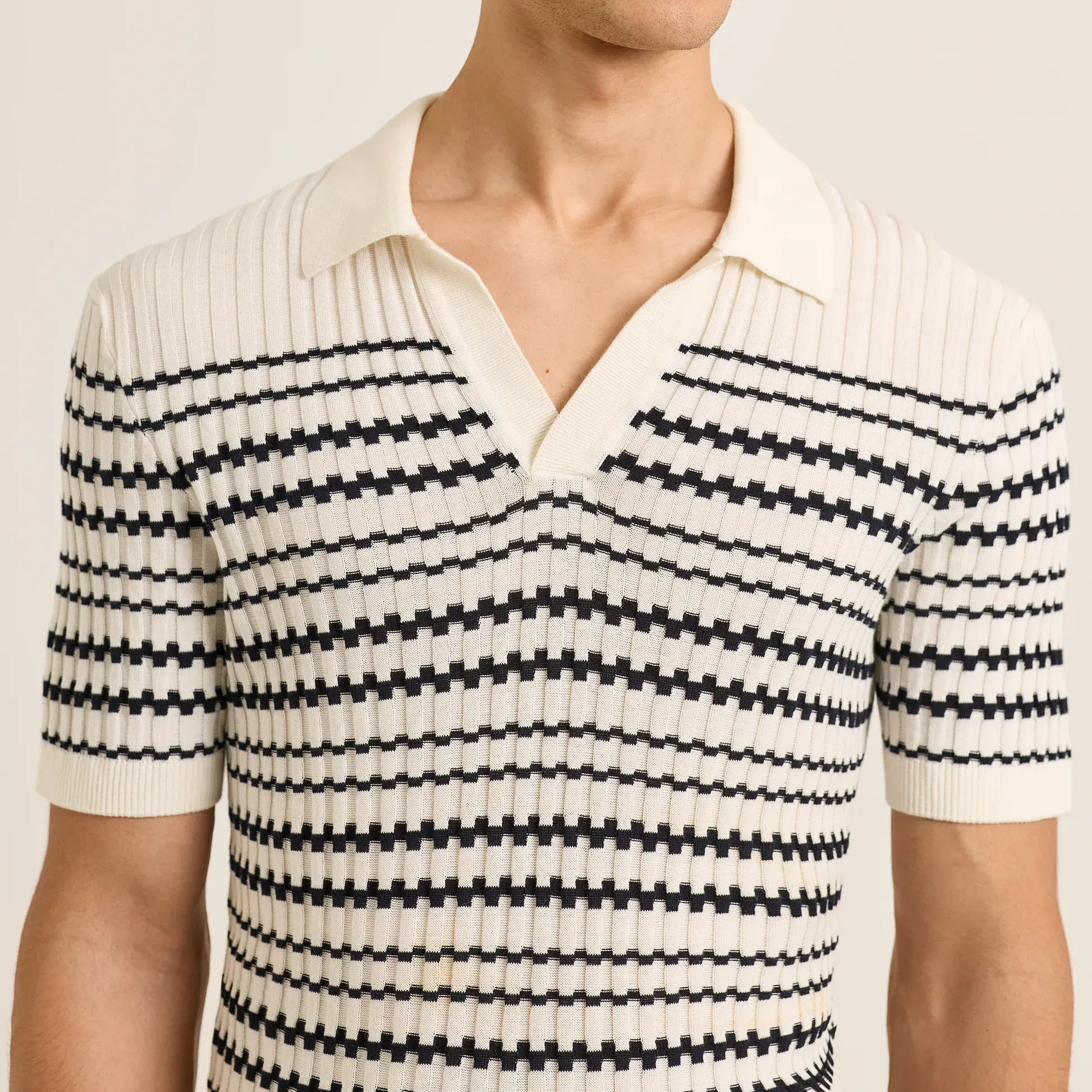 Orlebar Brown Polos Canet Ribbed Stitch Knit Polo