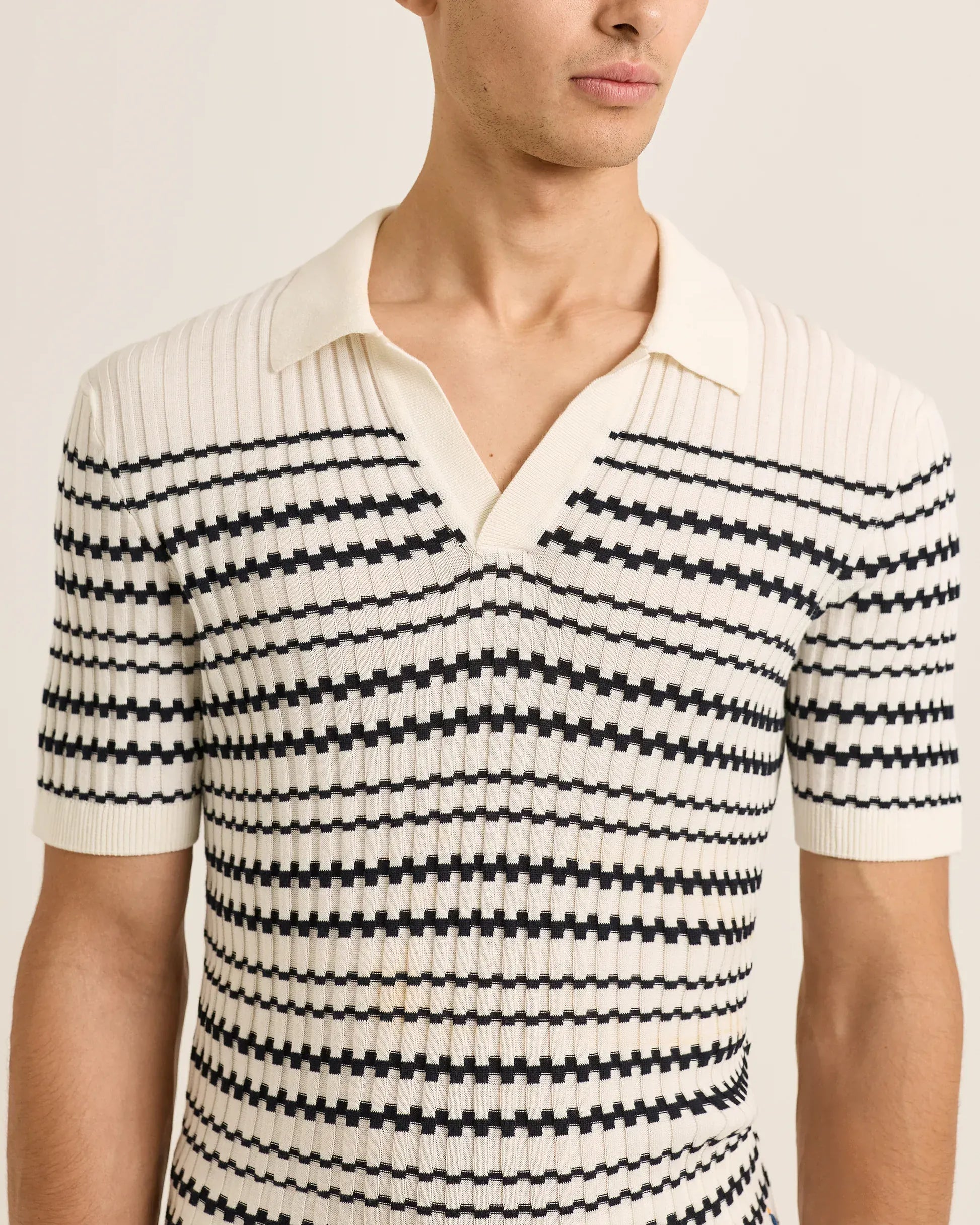Orlebar Brown Polos Canet Ribbed Stitch Knit Polo