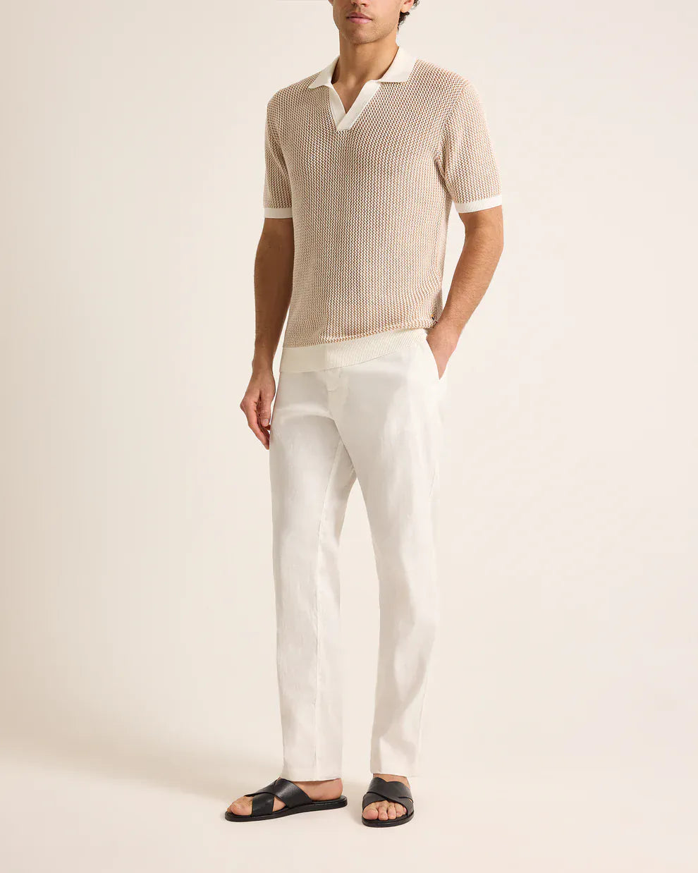 Orlebar Brown Polos Tailored Chevron Crochet Polo