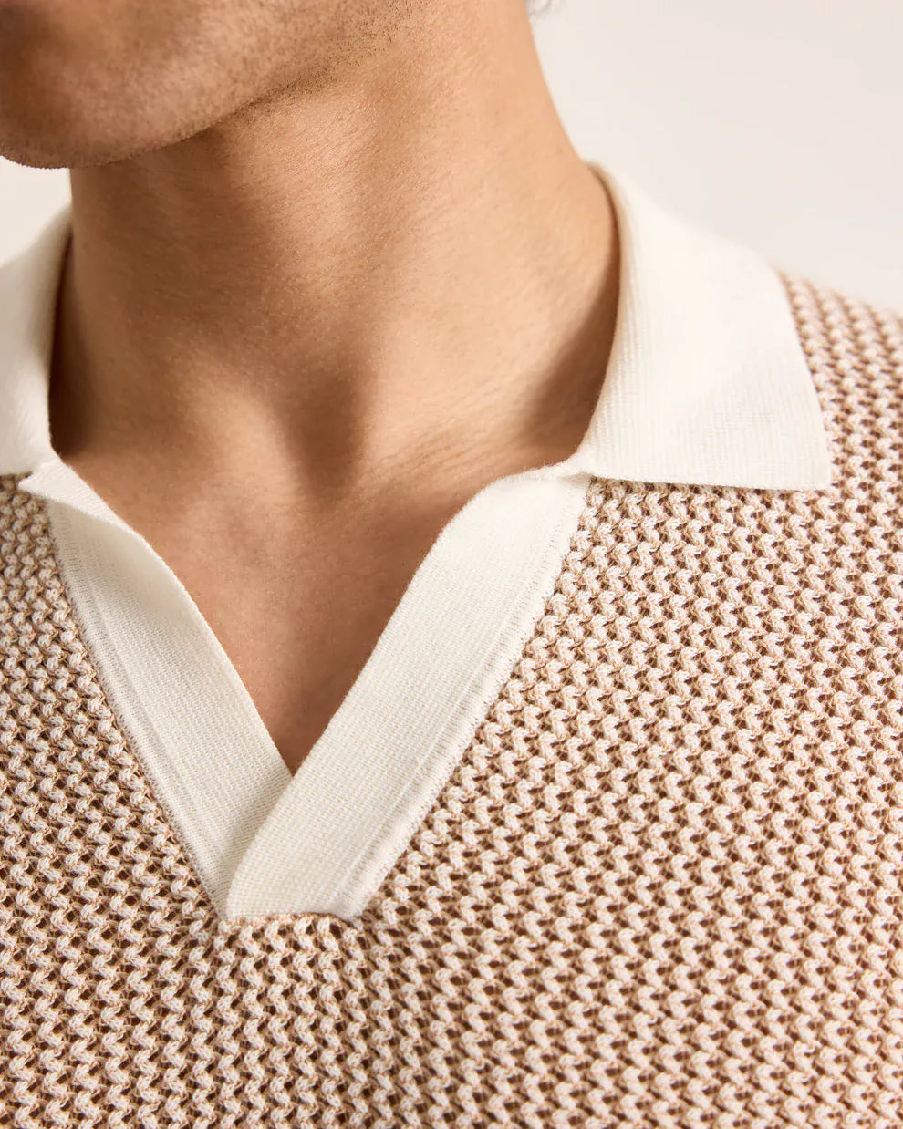 Orlebar Brown Polos Tailored Chevron Crochet Polo
