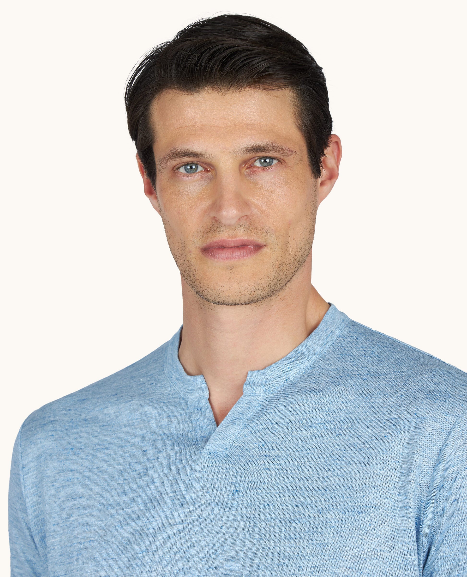 Paul and Shark T-Shirts Pure Linen Jersey Open Collar T-Shirt