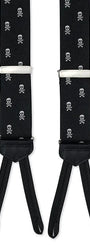 R. Hanauer, Inc. Cummerbund Black and White Silk Skull Suspenders