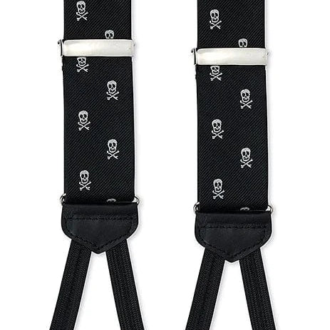 R. Hanauer, Inc. Cummerbund Black and White Silk Skull Suspenders