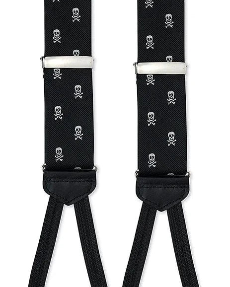 R. Hanauer, Inc. Cummerbund Black and White Silk Skull Suspenders