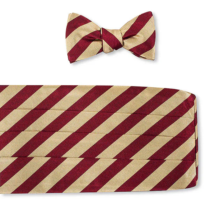 R. Hanauer, Inc. Cummerbund Gold/Maroon Bar Stripes Cummerbund Set