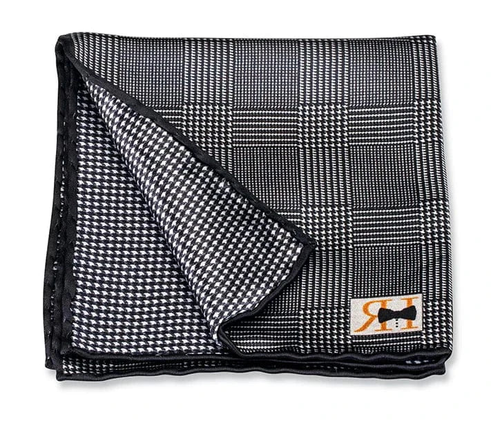 R. Hanauer, Inc. Pocket Square Black Plaid/Houndstooth Pocket Square