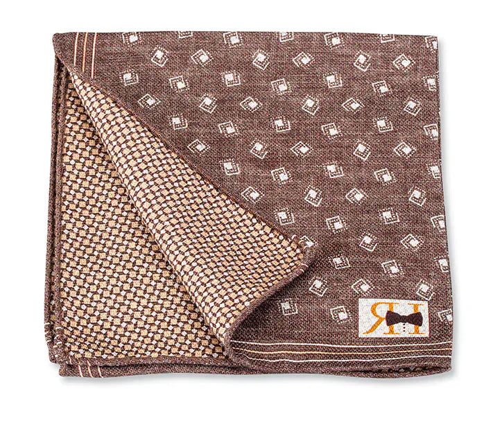 R. Hanauer, Inc. Pocket Square Brown Geometric Pocket Square