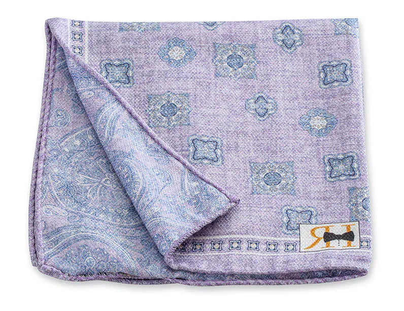 R. Hanauer, Inc. Pocket Square Lavender Medallions/Paisley Pocket Square