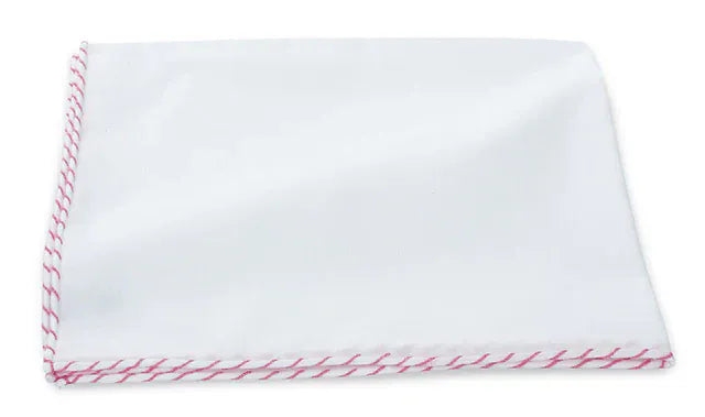 R. Hanauer, Inc. Pocket Square Pink Whipstitch Border Pocket Square