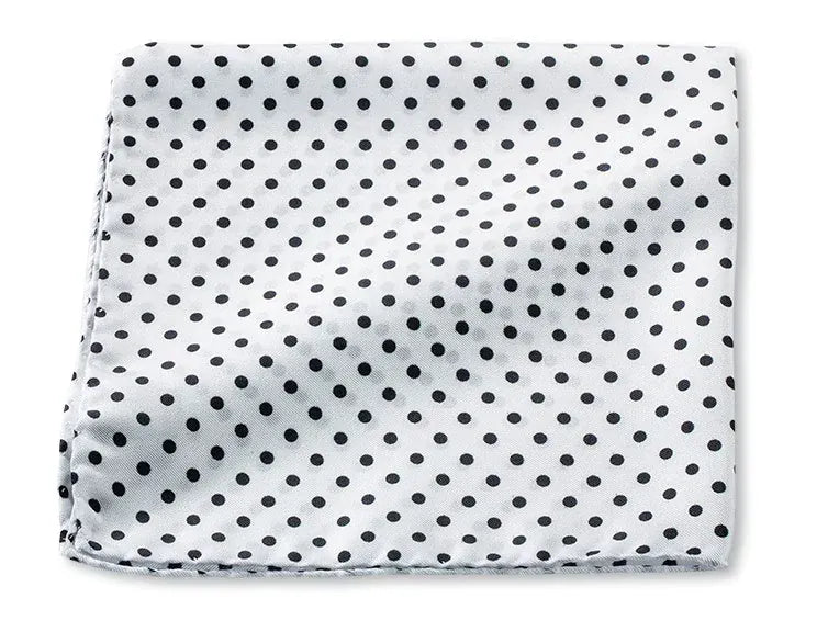 R. Hanauer, Inc. Pocket Square White/Black Windsor Dots Pocket Square