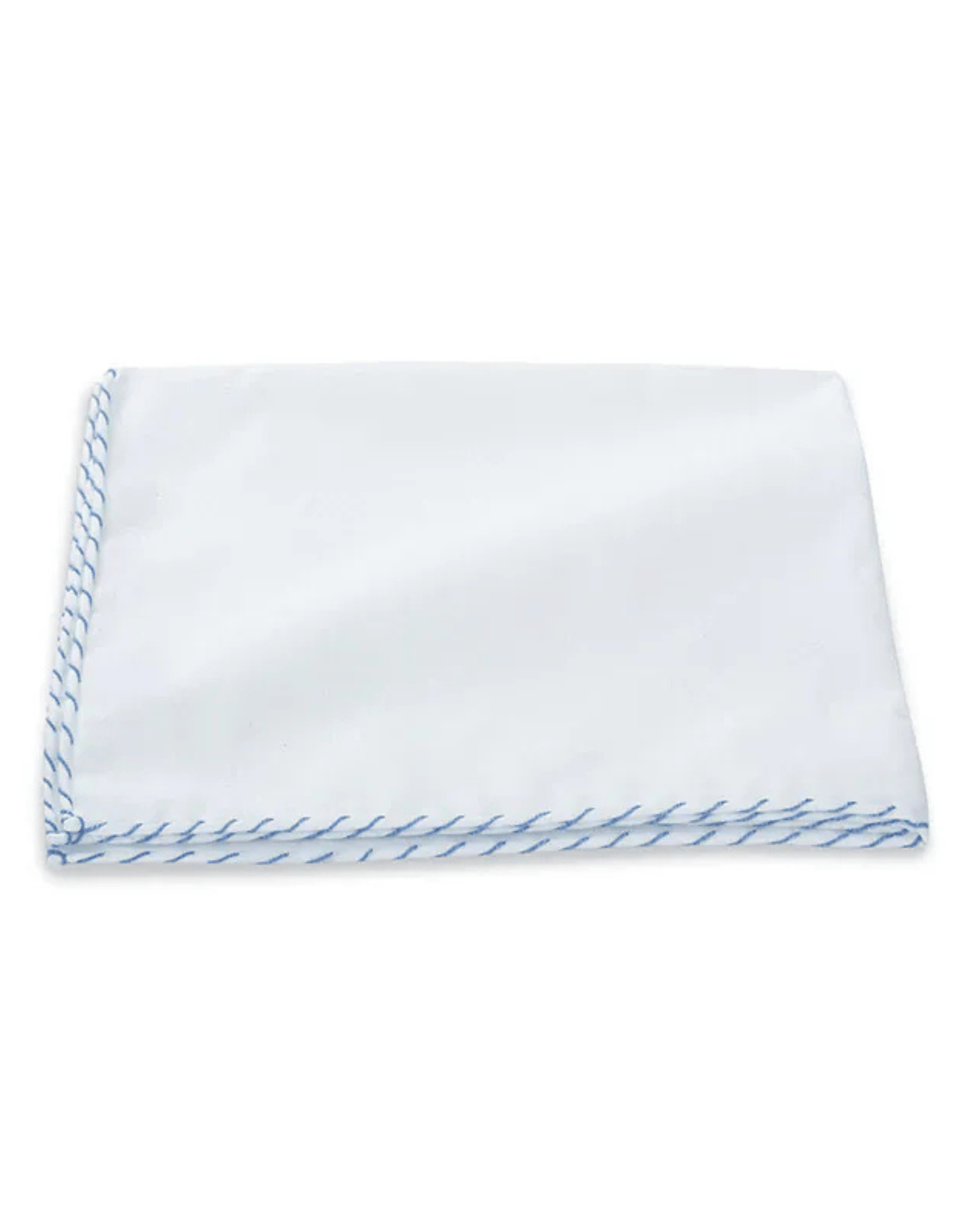 R. Hanauer, Inc. Pocket Square WHITE Light Blue Whipstitch Border Pocket Square