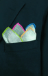 R. Hanauer, Inc. Pocket Square WHITE/MULTI Pastel Multi Color Linen Border Pocket Square