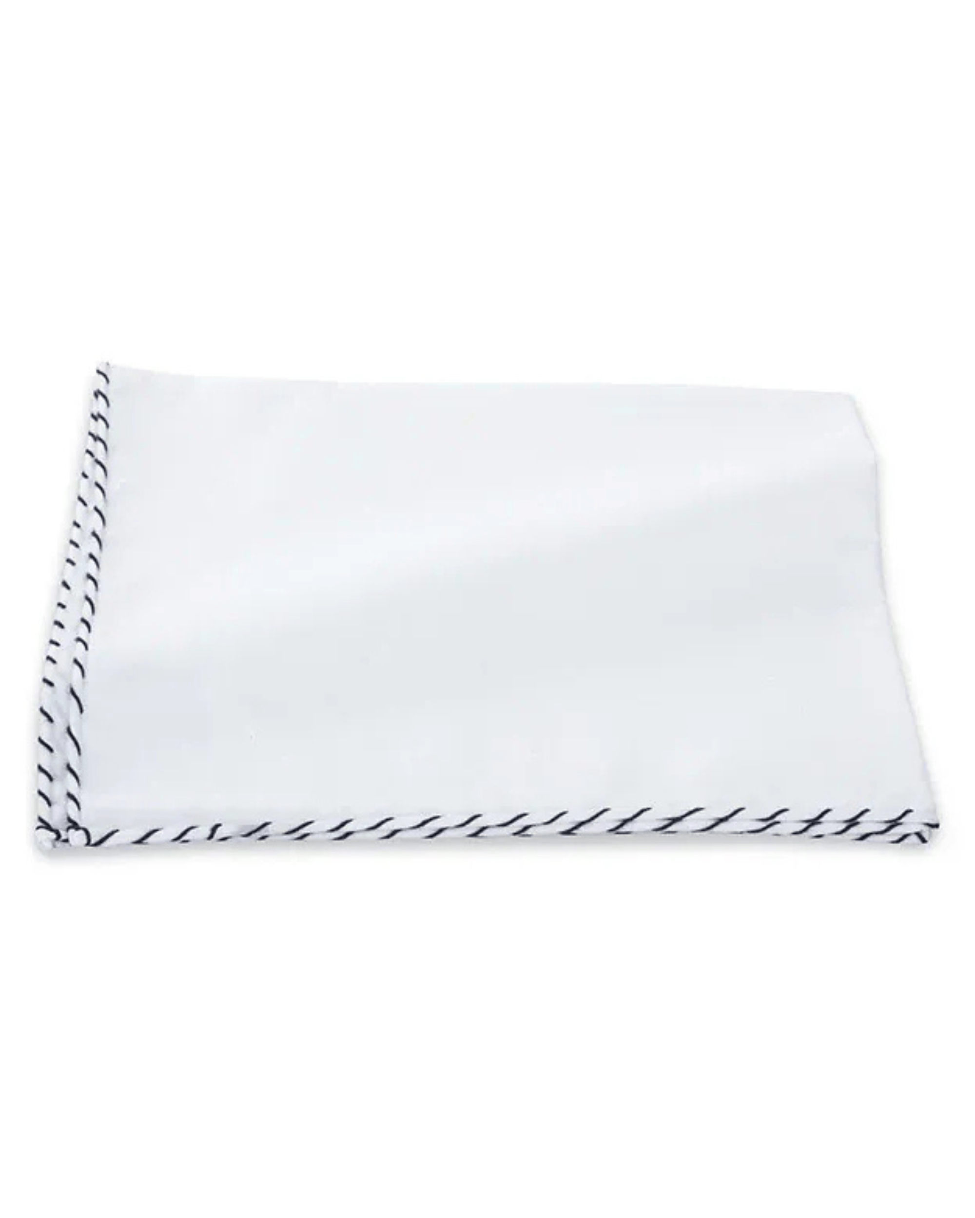 R. Hanauer, Inc. Pocket Square WHITE Navy Whipstitch Border Pocket Square