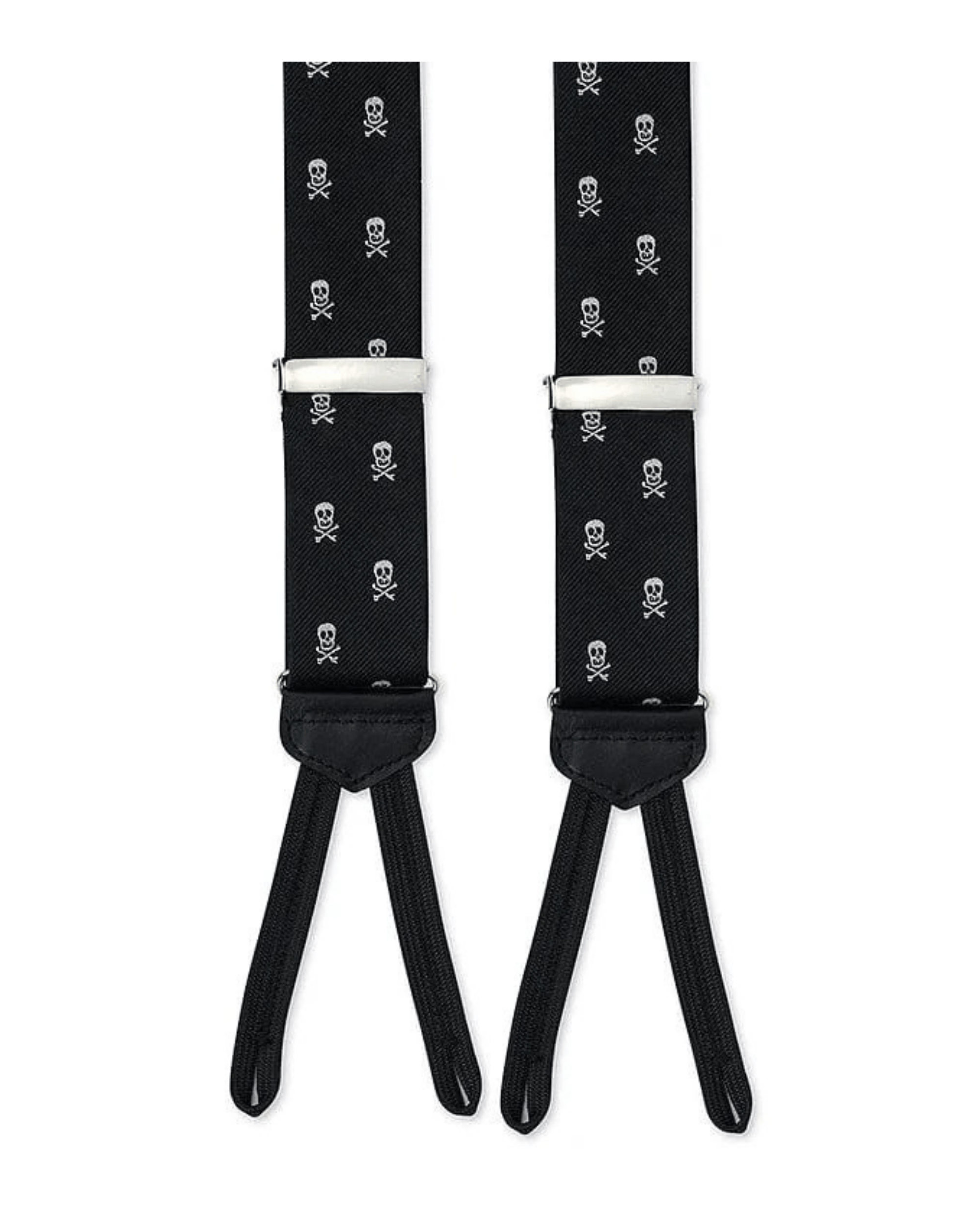 R. Hanauer, Inc. Suspenders BLACK Black and White Silk Skull Suspenders