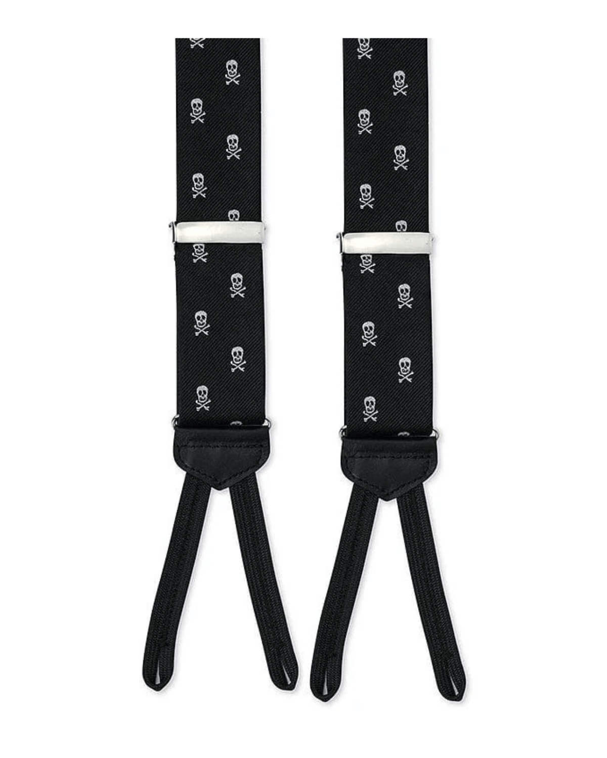R. Hanauer, Inc. Suspenders BLACK Black and White Silk Skull Suspenders