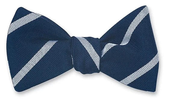 R. Hanauer, Inc. Ties Navy/Silver Buckingham Striped Bow Tie