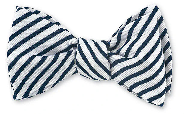 R. Hanauer, Inc. Ties Navy/ White Sherman Striped Bow Tie