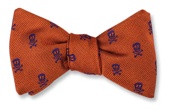 R. Hanauer, Inc. Ties Orange/Purple Jolly Rogers Skull Bow Tie