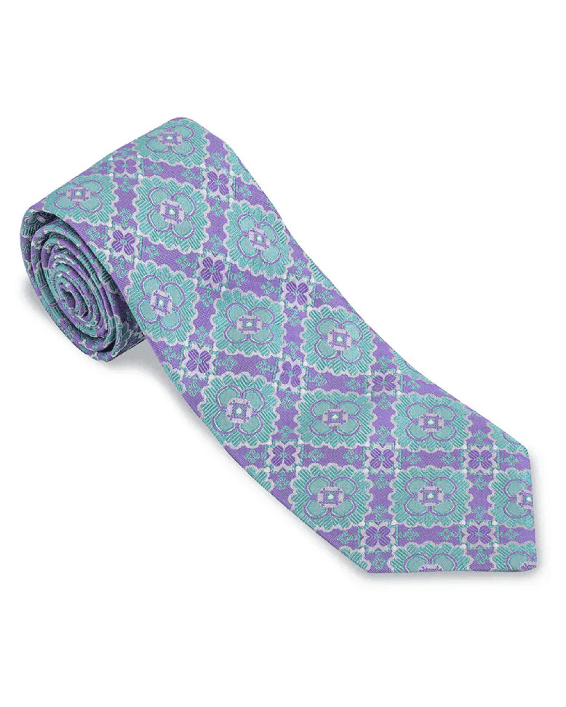 R. Hanauer, Inc. Ties Violet/Green Bannock Medallions Necktie