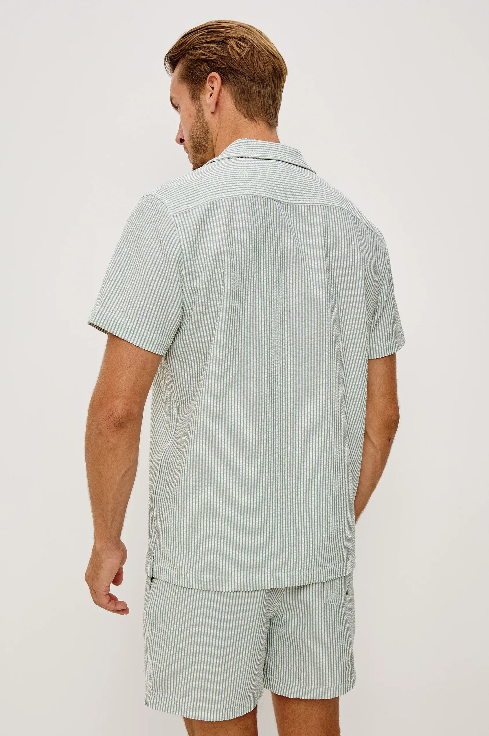 Rails Camp Shirt Amalfi Shirt in Sage White Seersucker