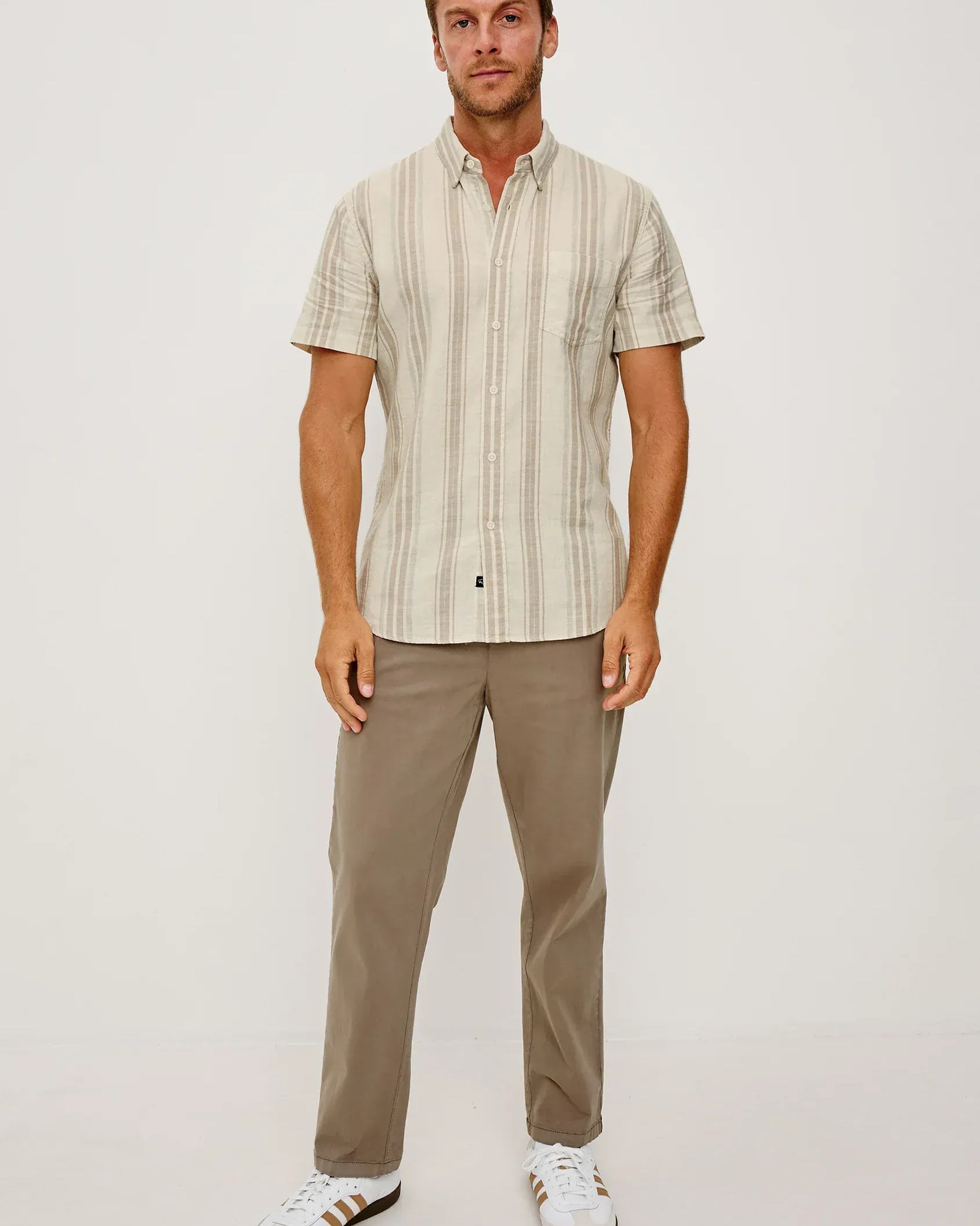 Rails Camp Shirt Fairfax Shirt in Heather Dune Stripe