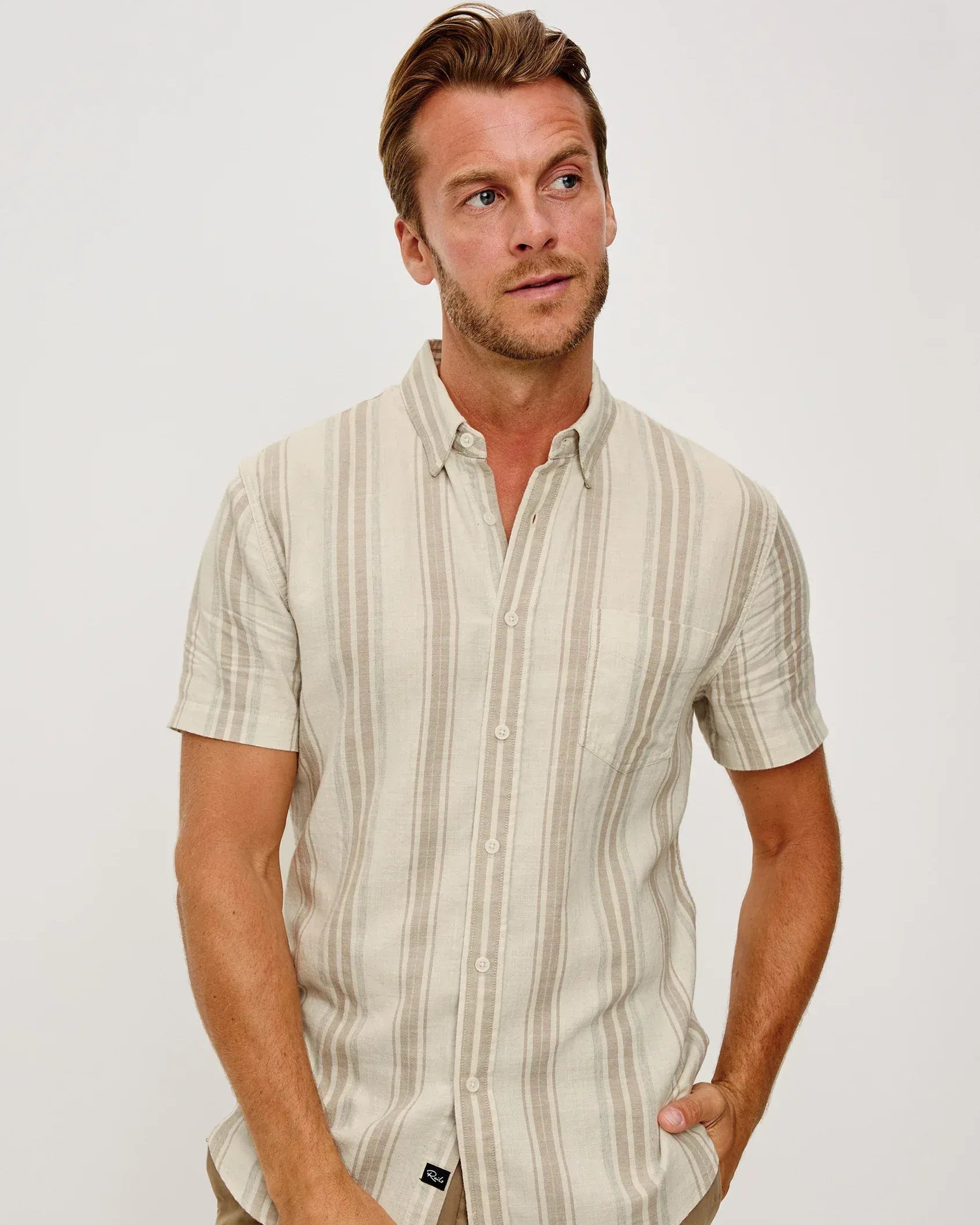 Rails Camp Shirt Fairfax Shirt in Heather Dune Stripe