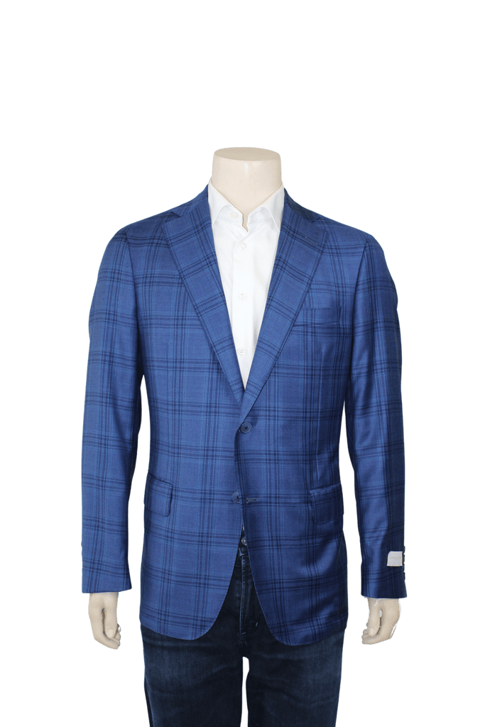Samuelsohn Sport Coats Blue & Teal Plaid Sport Coat