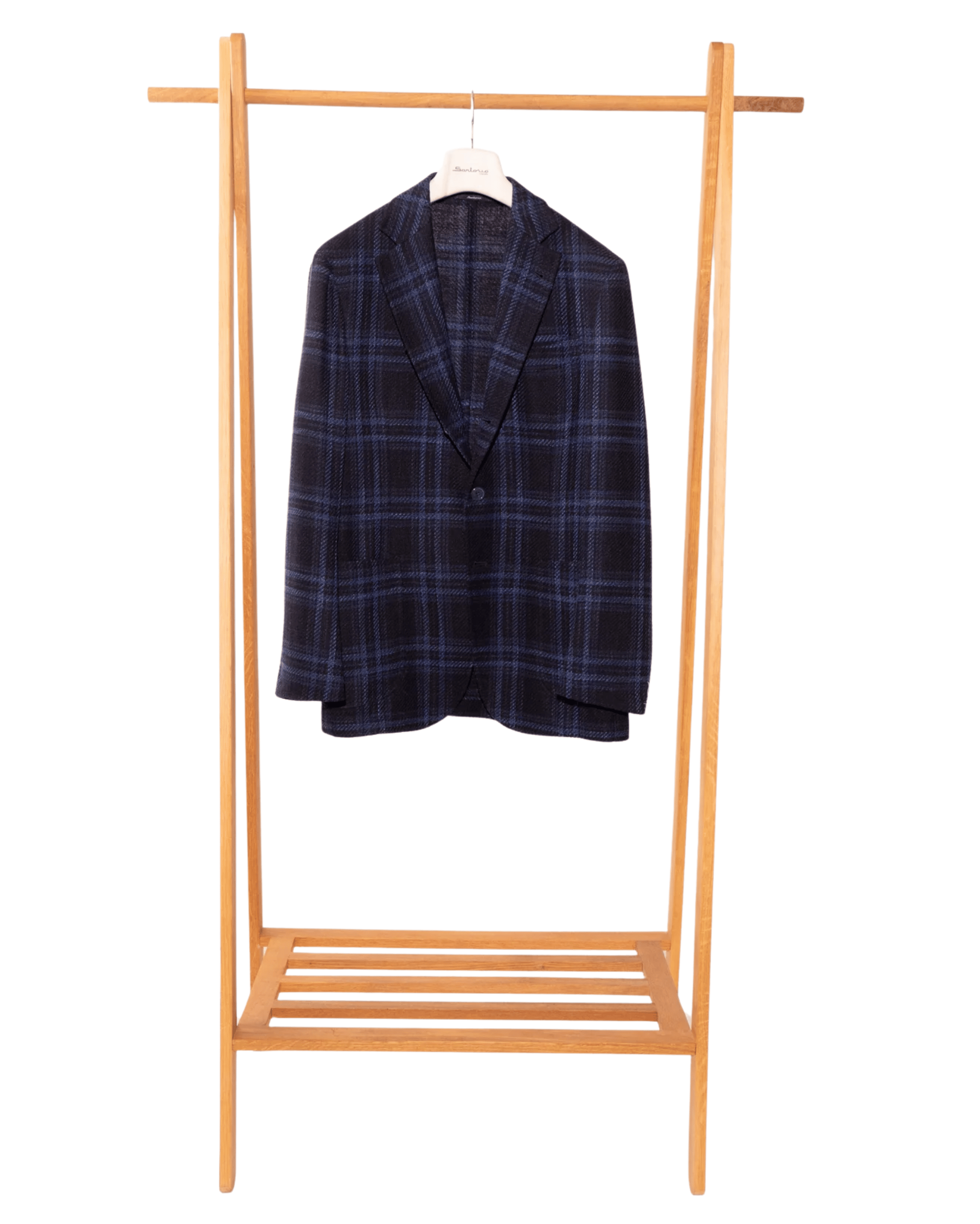 Sartorio Sport Coats Dark Navy and Royal Blue Plaid Sport Coat