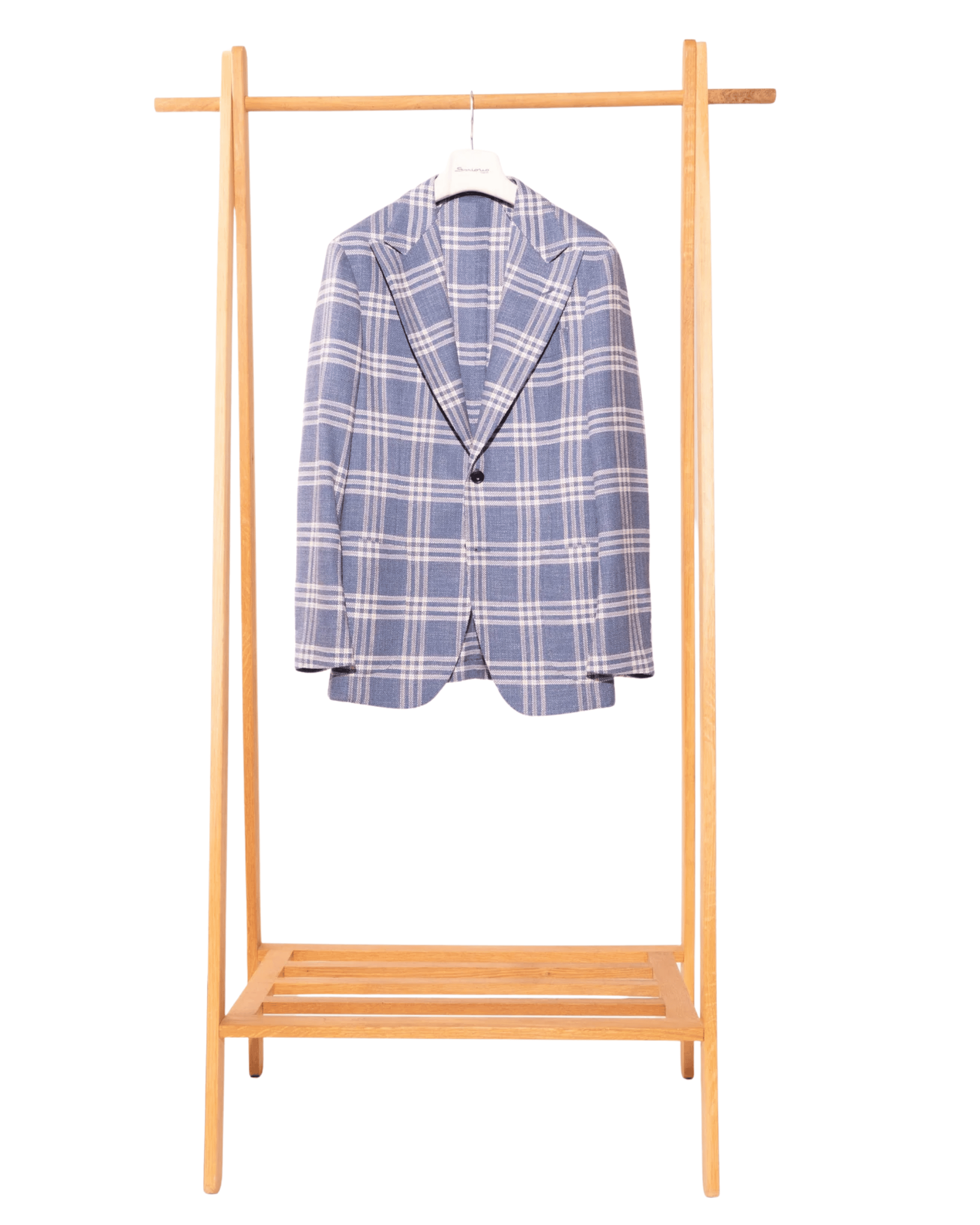 Sartorio Sport Coats Dark Royal Blue and Cream Plaid Sport Coat