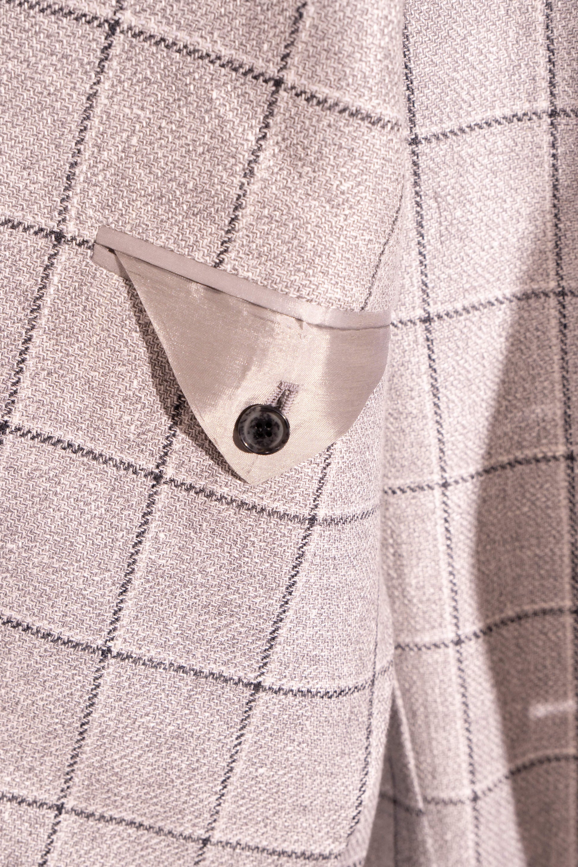 Sartorio Sport Coats Light and Dark Gray Windowpane Sport Jacket