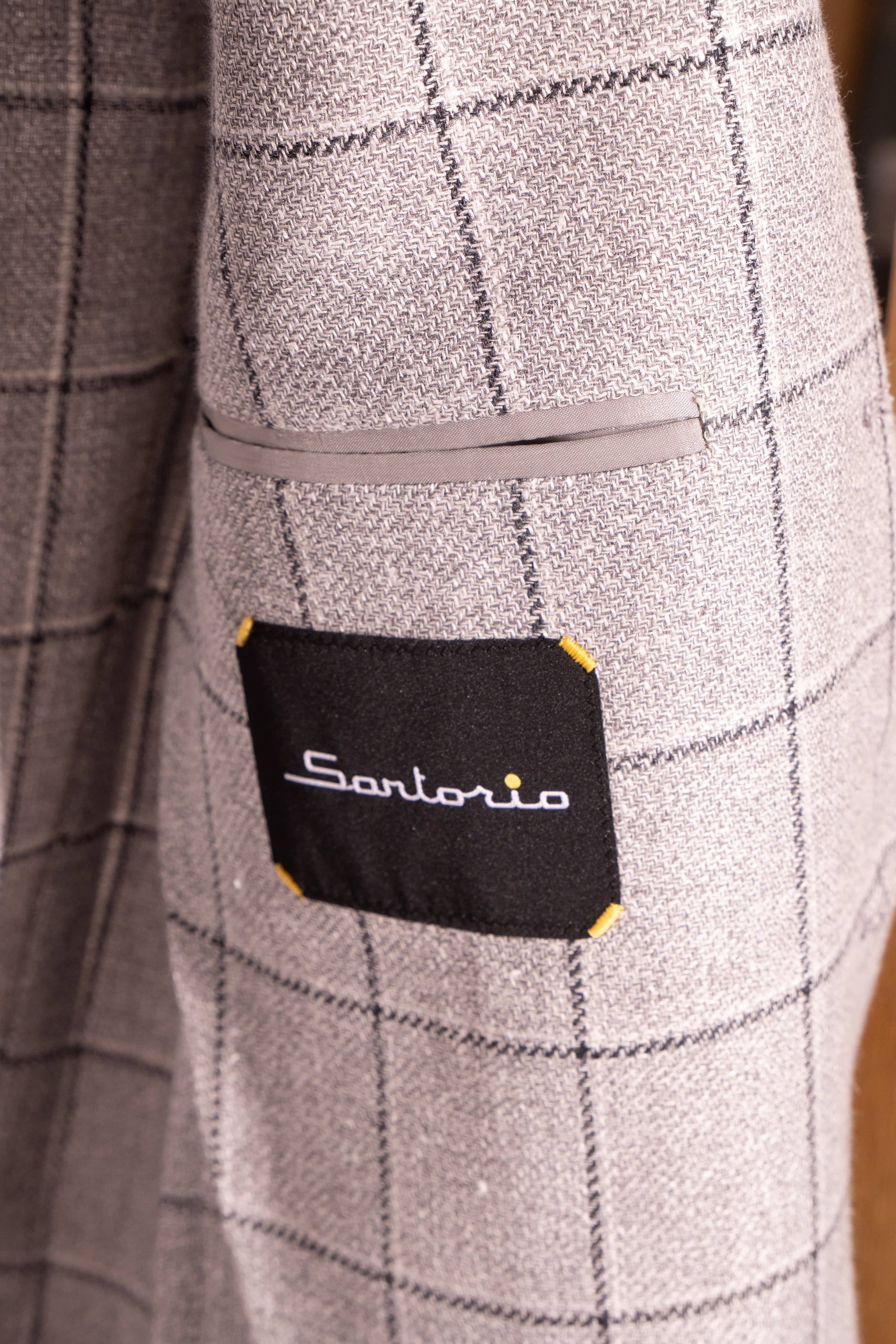 Sartorio Sport Coats Light and Dark Gray Windowpane Sport Jacket