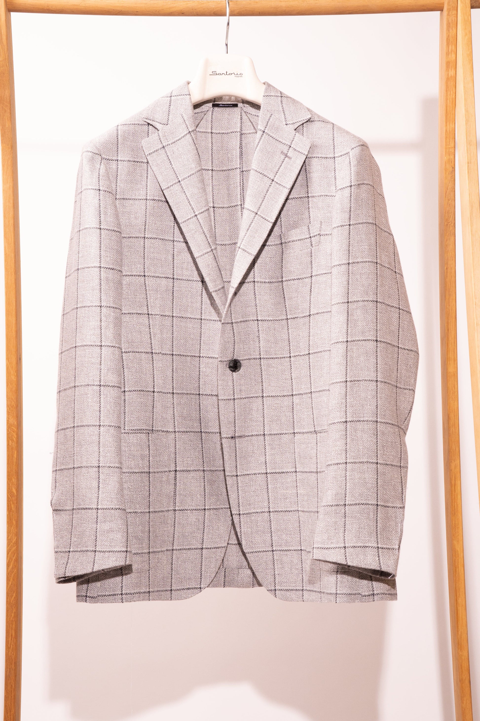 Sartorio Sport Coats Light and Dark Gray Windowpane Sport Jacket