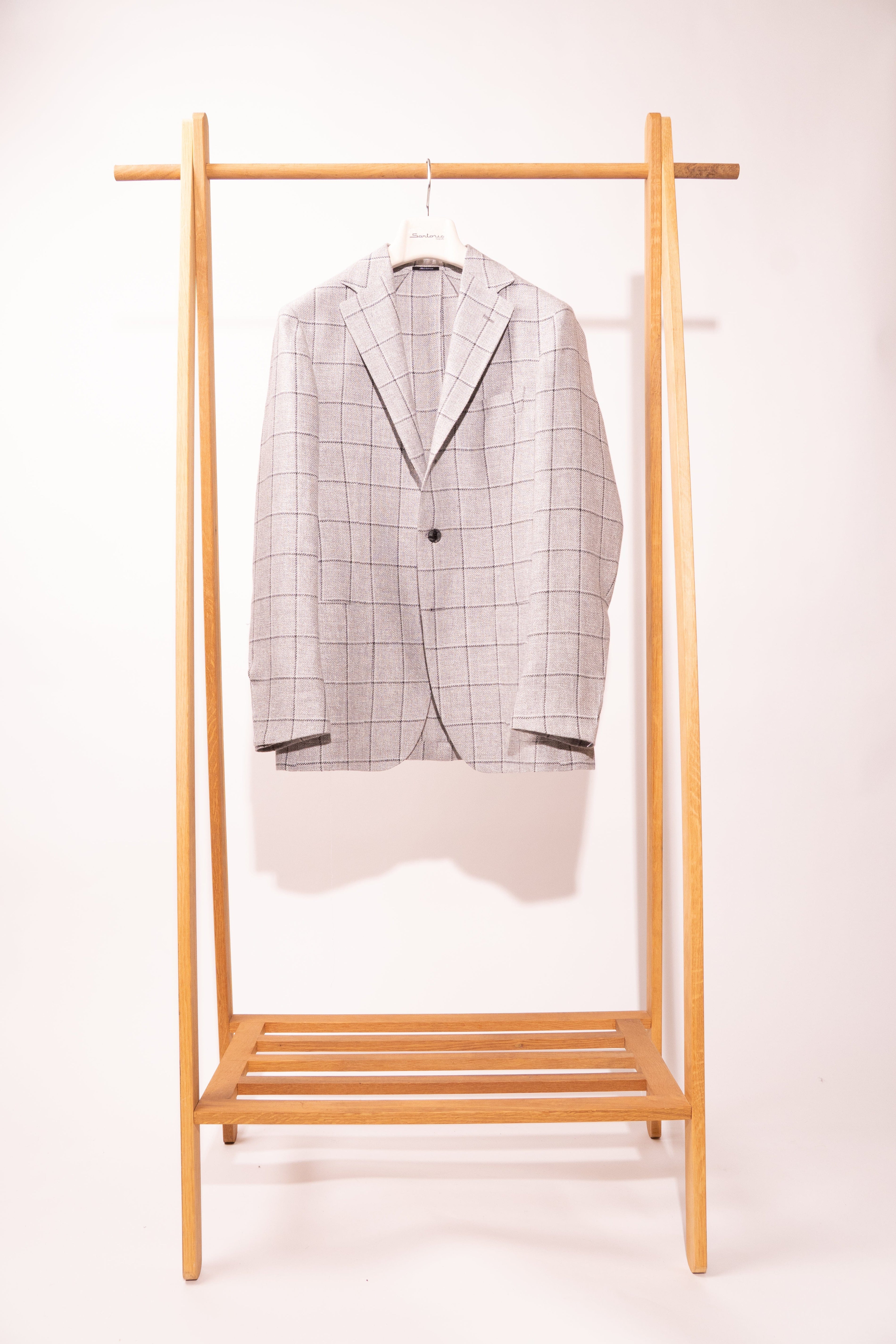 Sartorio Sport Coats Light and Dark Gray Windowpane Sport Jacket