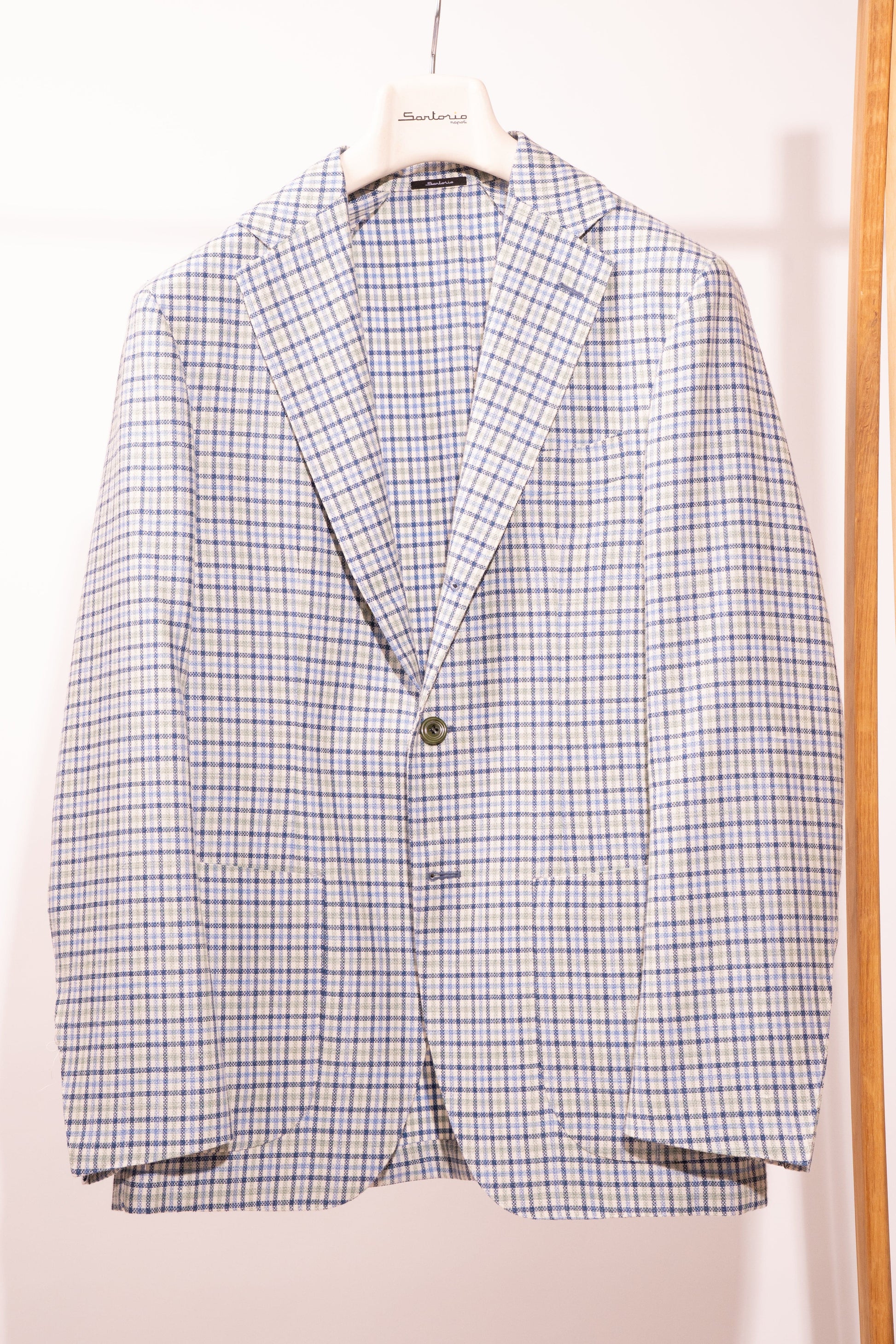 Sartorio Sport Coats Light Blue and Green Tattersall Sport Jacket