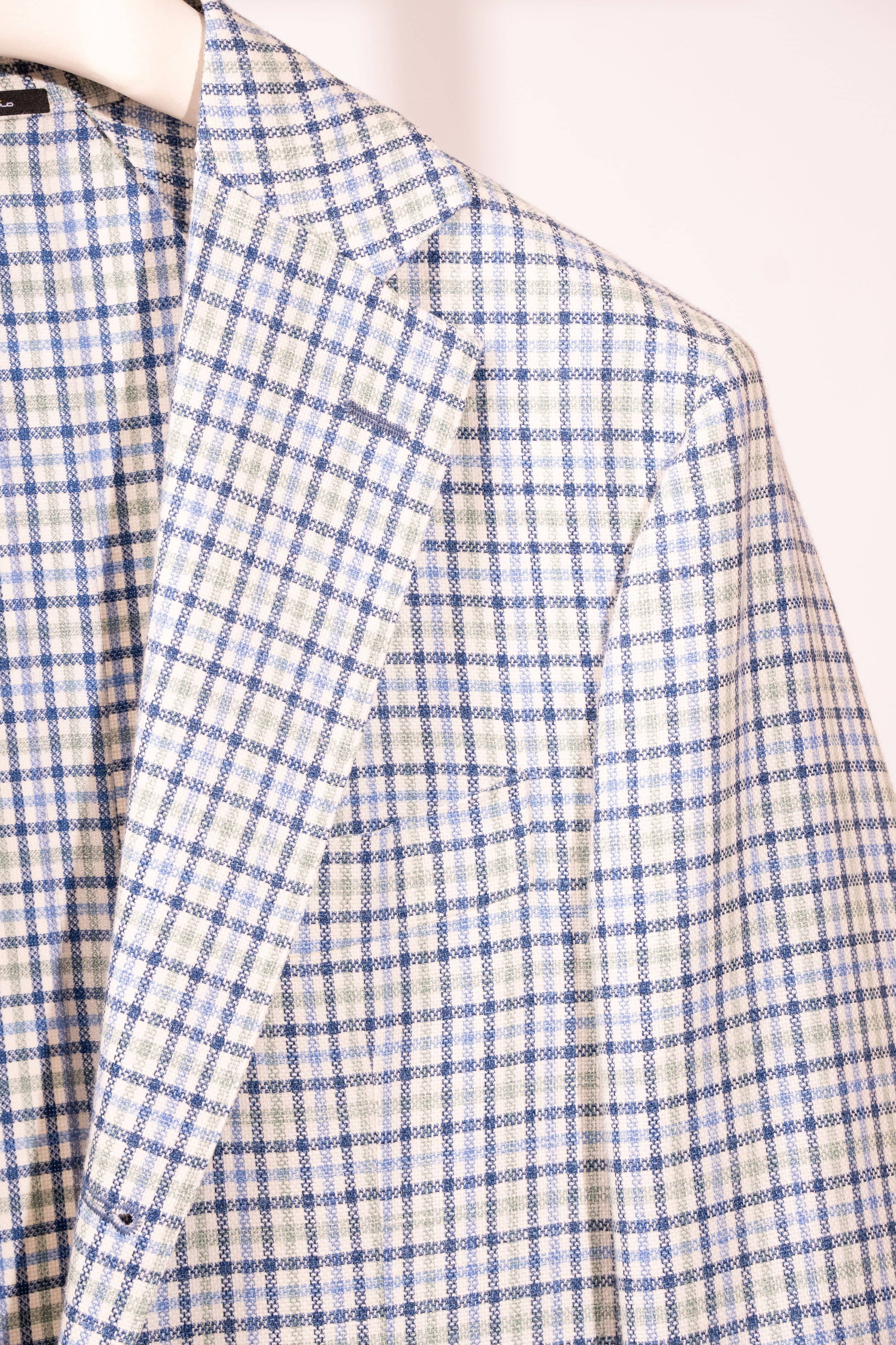 Sartorio Sport Coats Light Blue and Green Tattersall Sport Jacket