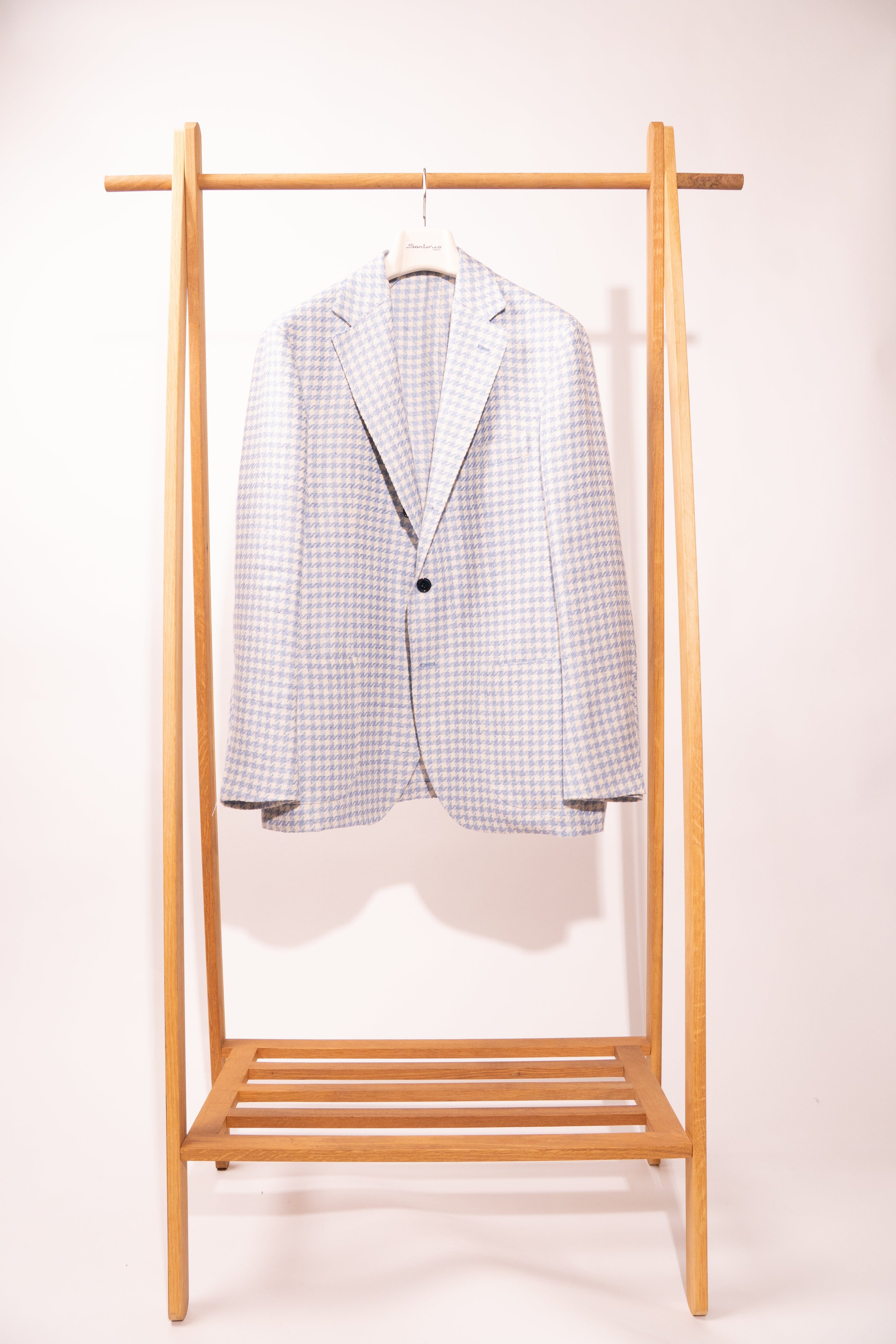 Sartorio Sport Coats Light Blue and White Houndstooth Sport Jacket