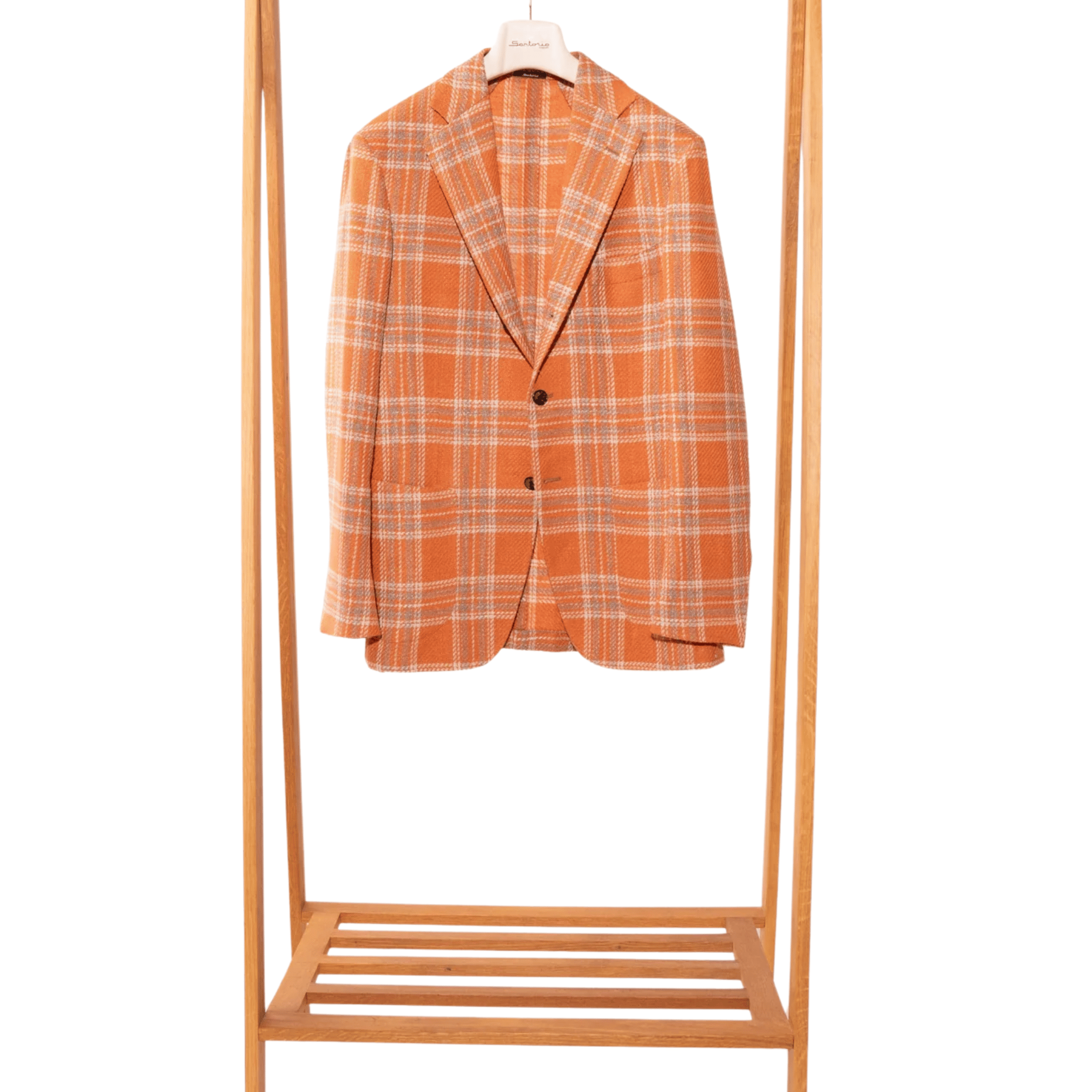 Sartorio Sport Coats Orange and Grey Plaid Sport Coat