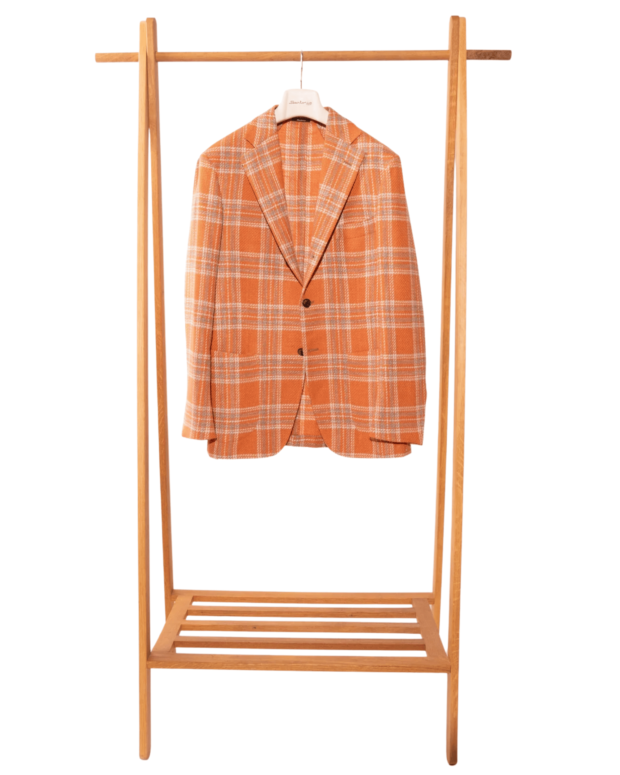 Sartorio Sport Coats Orange and Grey Plaid Sport Coat