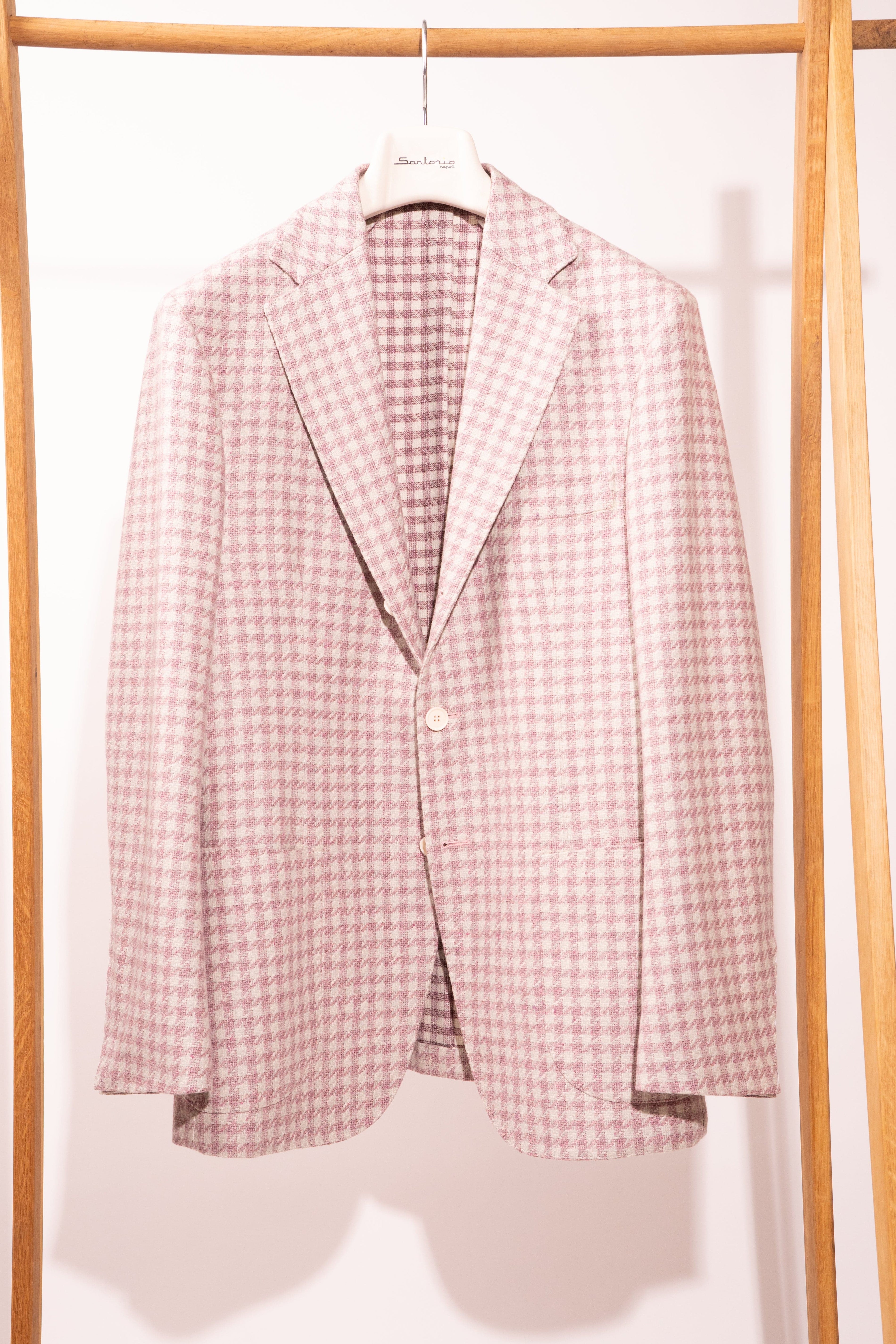 Sartorio Sport Coats Pink Stone Houndstooth Sport Jacket