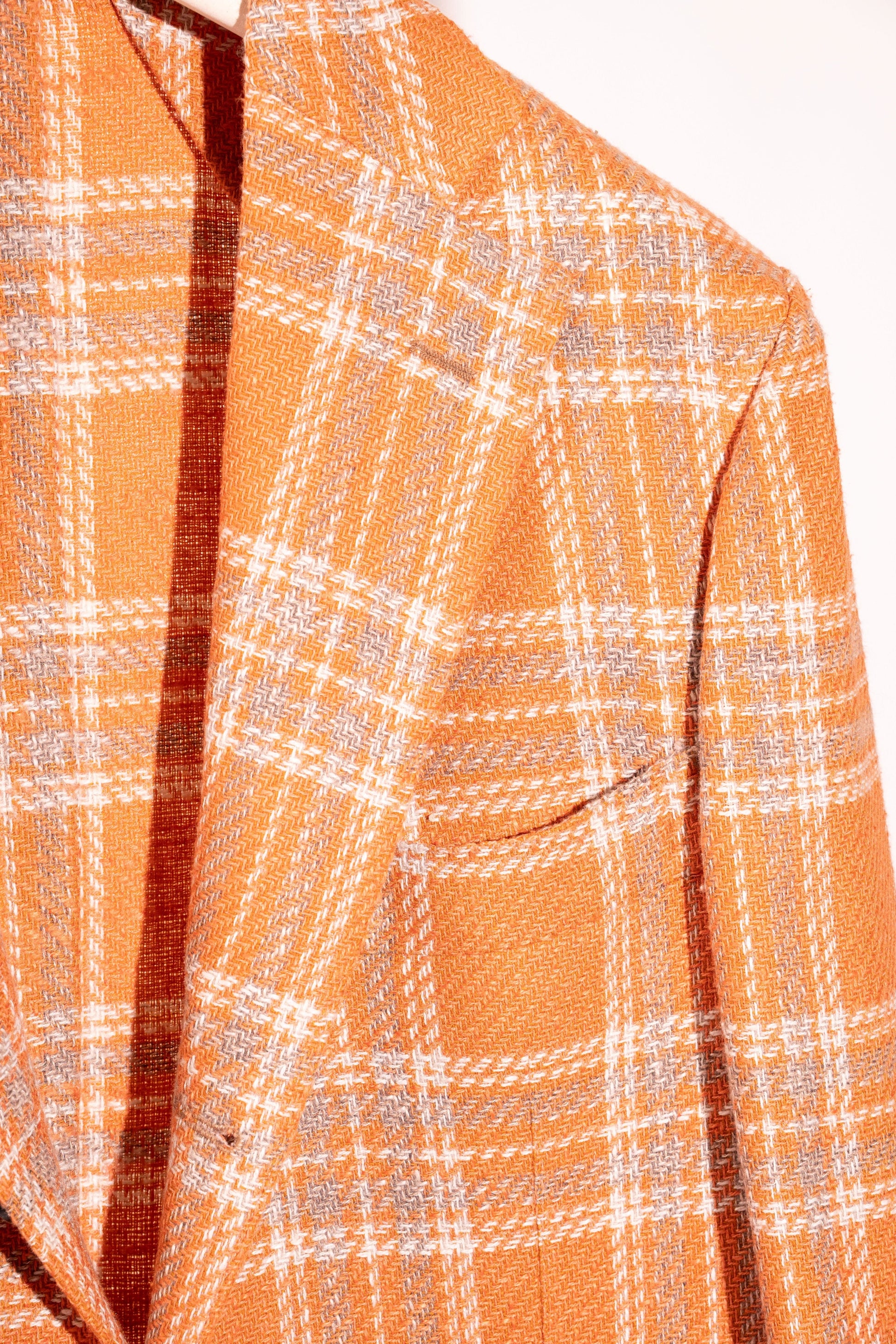 Sartorio Sport Coats Plaid Sport Coat in Orange/Grey