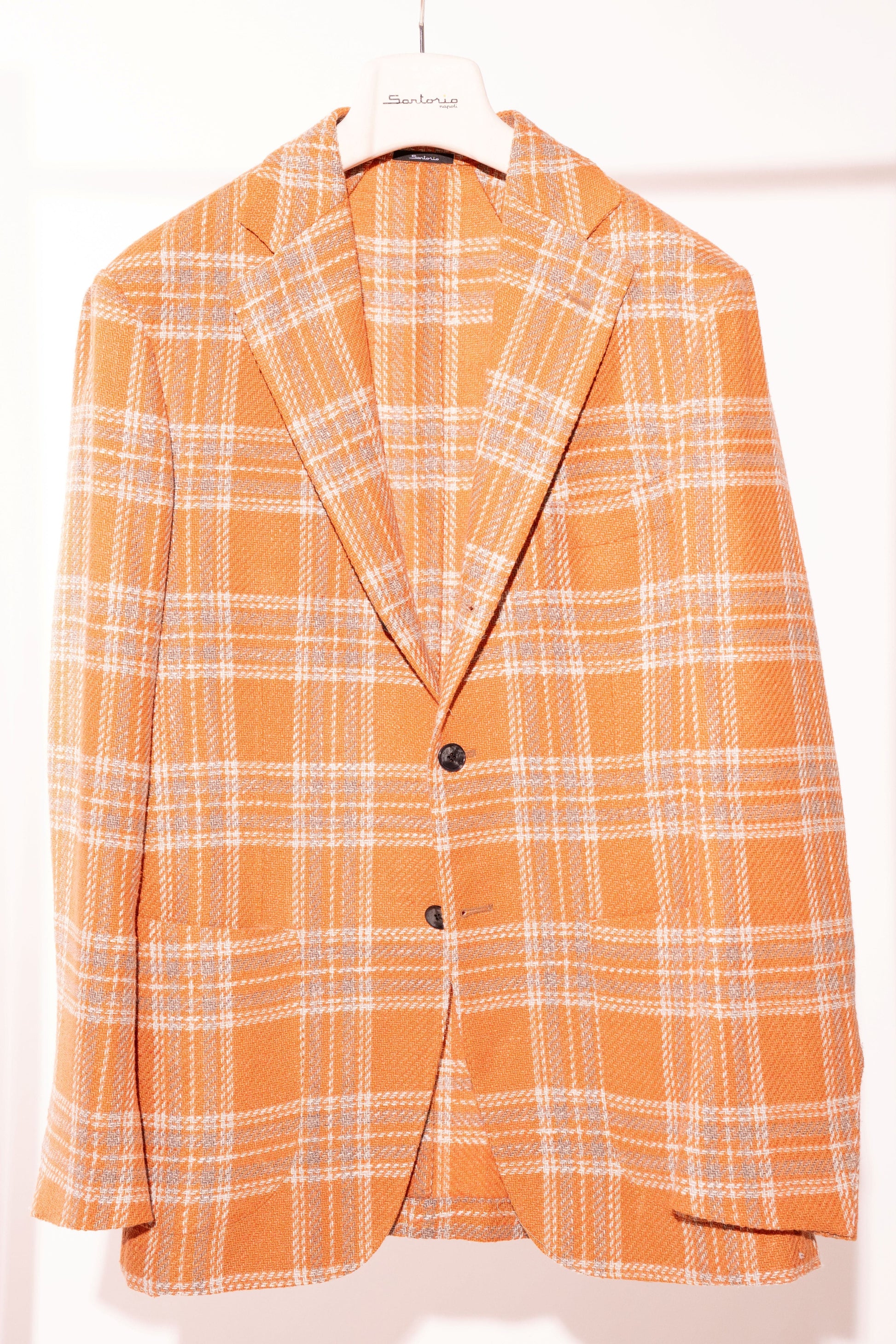 Sartorio Sport Coats Plaid Sport Coat in Orange/Grey