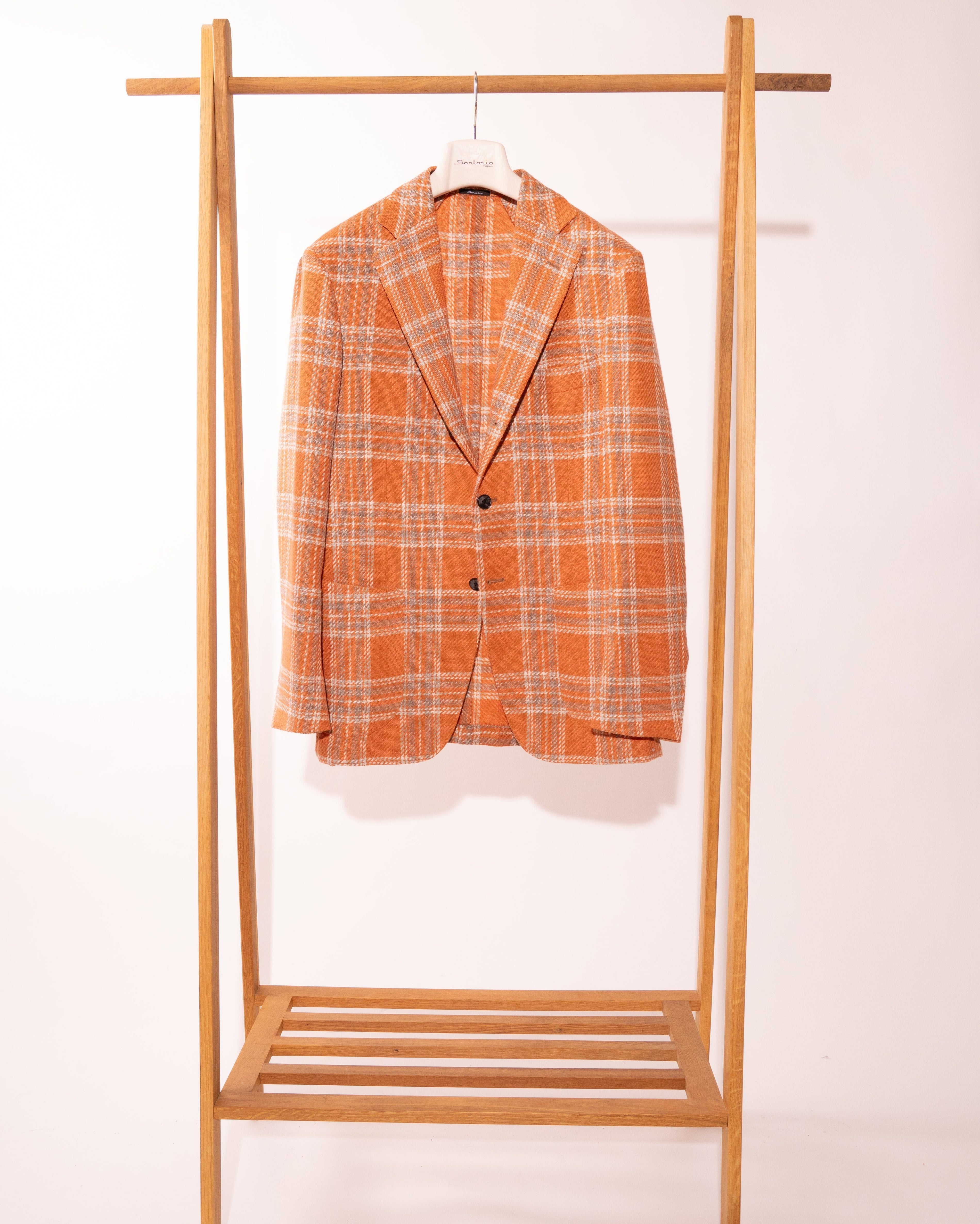 Sartorio Sport Coats Plaid Sport Coat in Orange/Grey