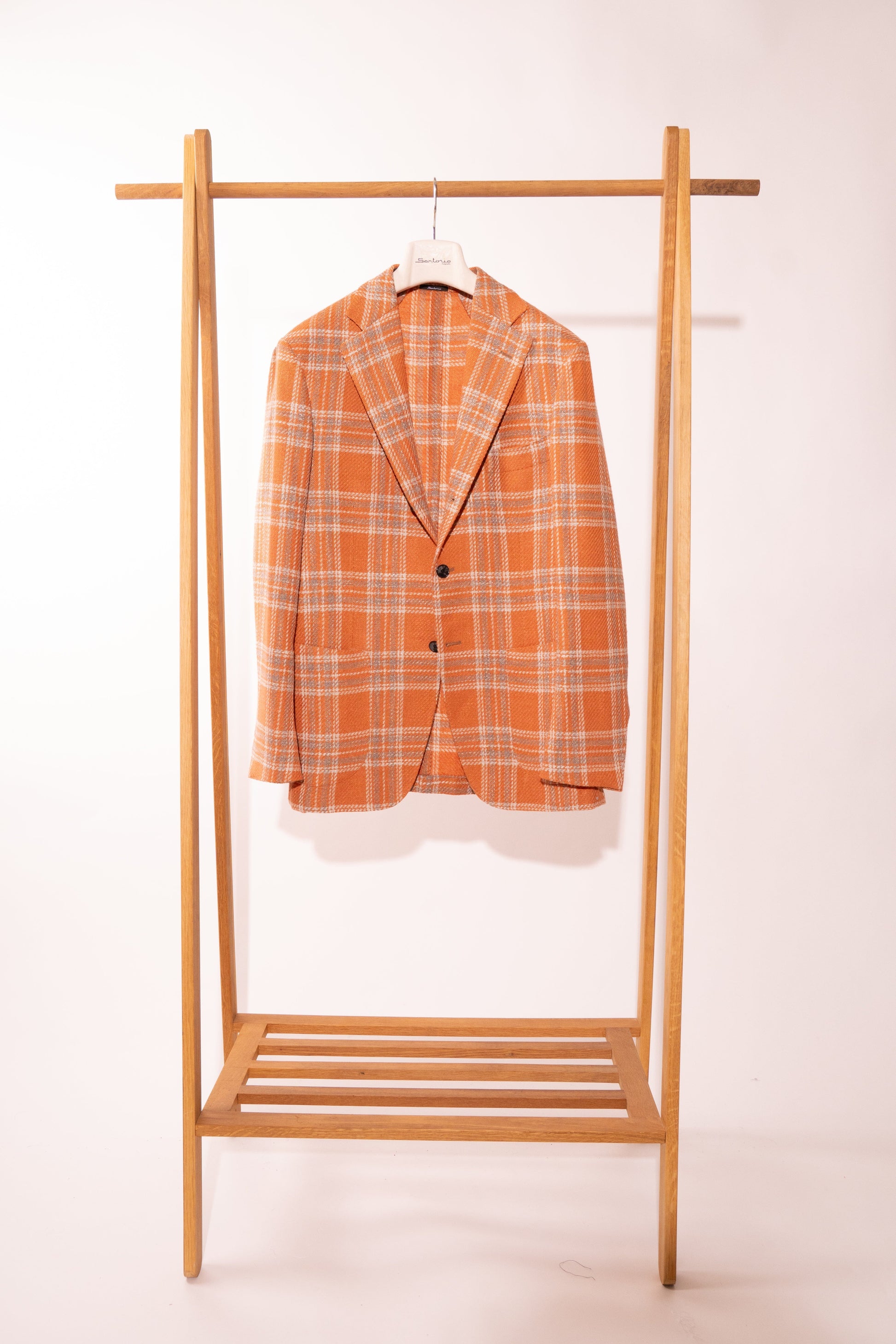 Sartorio Sport Coats Plaid Sport Coat in Orange/Grey