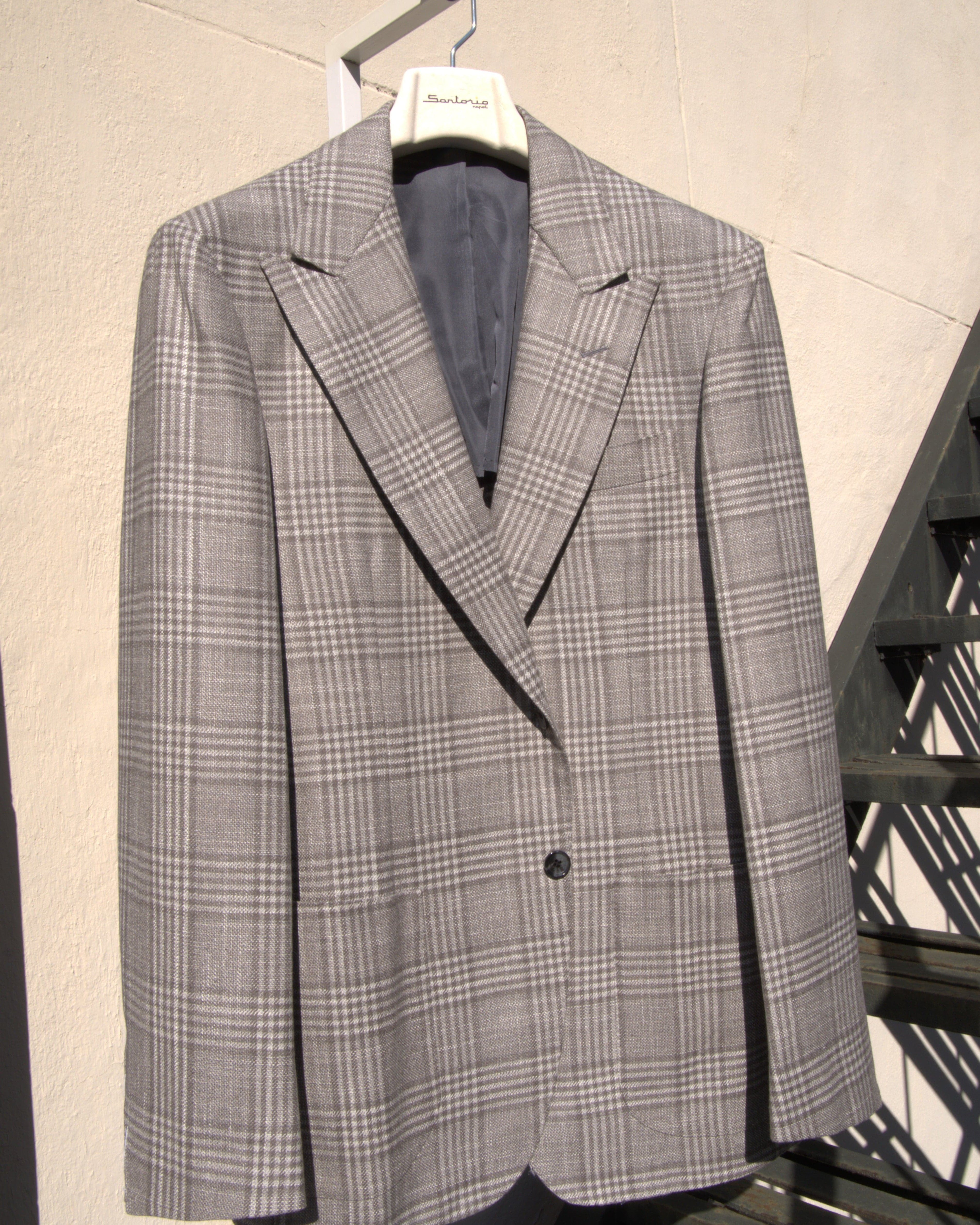 Sartorio Sport Coats Plaid Sport Coat in Taupe Cream