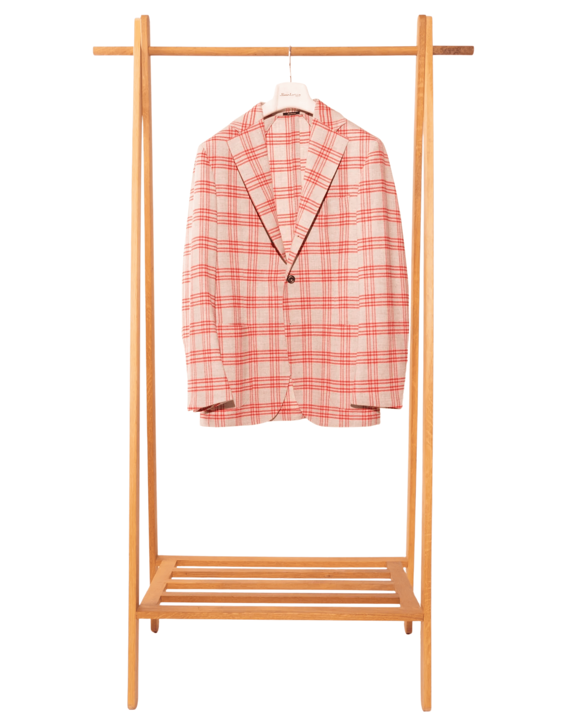 Sartorio Sport Coats Red and Light Tan Plaid Sport Coat