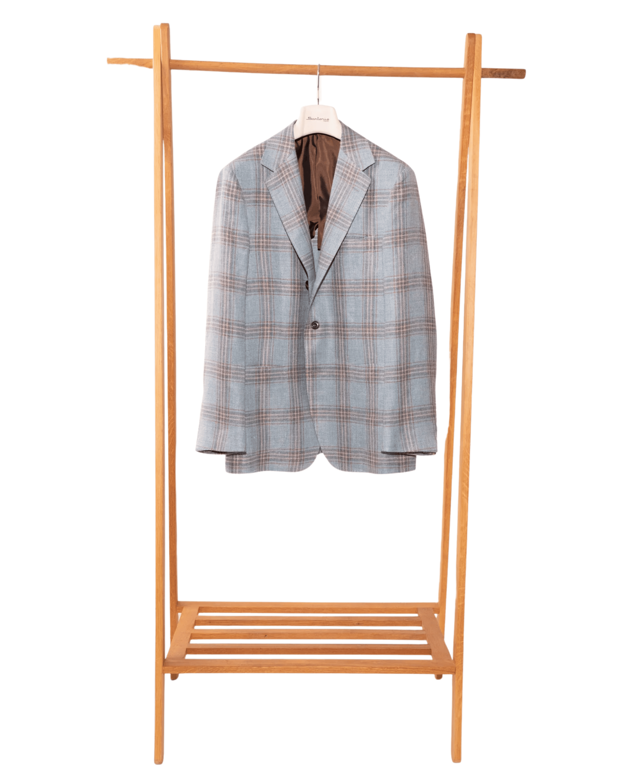 Sartorio Sport Coats Sky Blue, Teal & Khaki Plaid Sport Coat