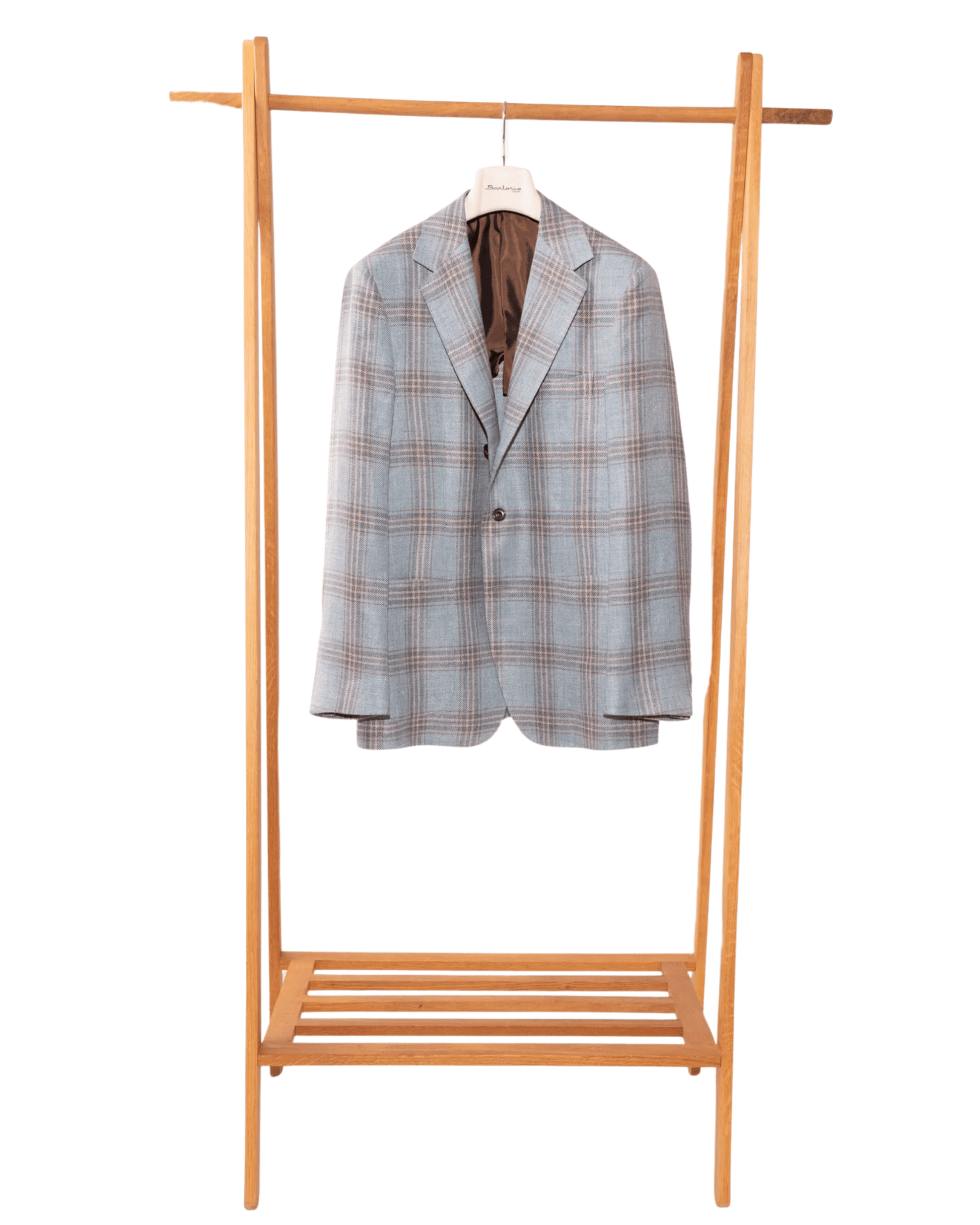 Sartorio Sport Coats Sky Blue, Teal & Khaki Plaid Sport Coat