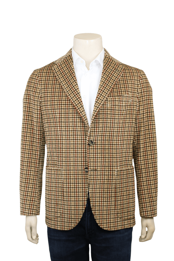 Sartorio Sport Coats Tan Corduroy Plaid Sport Coat