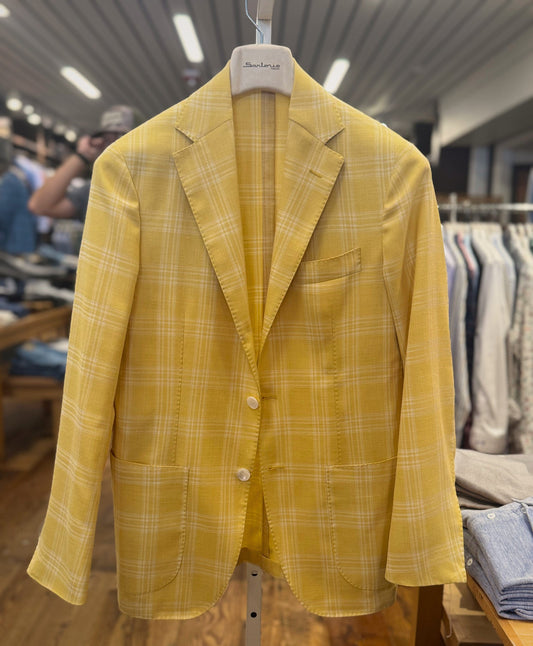 Sartorio Sport Coats US 38 / 2000 Sartorio Napoli Jacket - Yellow & White Plaid