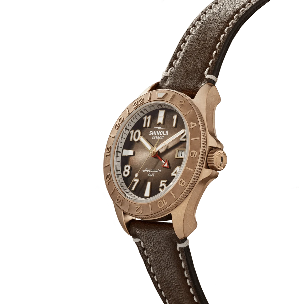 Shinola Watches Bronze Monster GMT Automatic Watch - Dark Brown Degrade 40mm